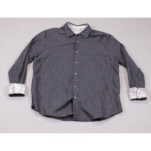 Robert Graham Mens Long Sleeve Black Floral Button Up Shirt Cotton Flip Cuff 2XL